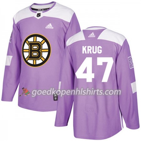 Boston Bruins Torey Krug 47 Adidas 2017-2018 Purper Fights Cancer Practice Authentic Shirt - Mannen